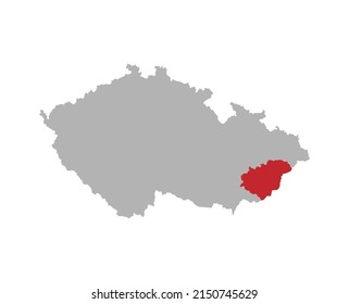 Czech map with Zlin region red highlight