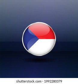 Icono del botón Círculo de la bandera nacional checa. Bandera simple, colores oficiales y proporción correcta. Ilustración vectorial plana.