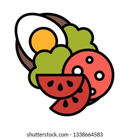 Czech open sandwich with egg and vegetables isolated illustration