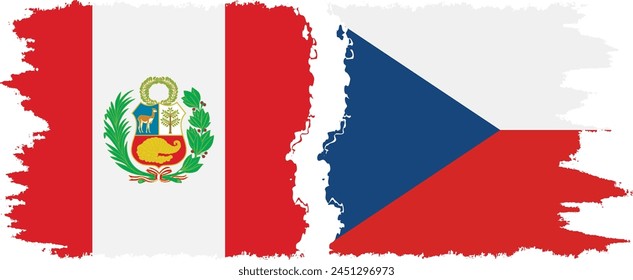 Czech and Peru grunge flags connection, vector