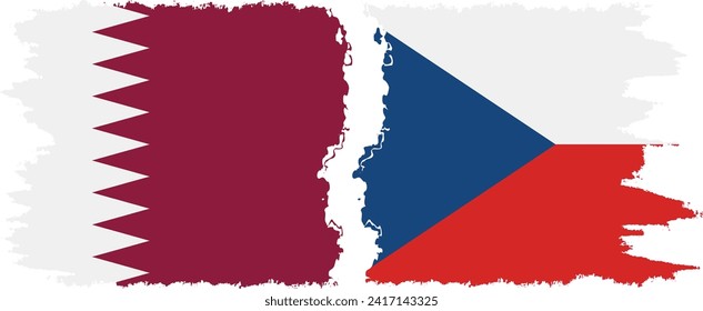 Czech and Qatar grunge flags connection, vector