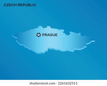 República Checa 3D Mapa isométrico con diseño de imagen vectorial de marca mayúscula Praga