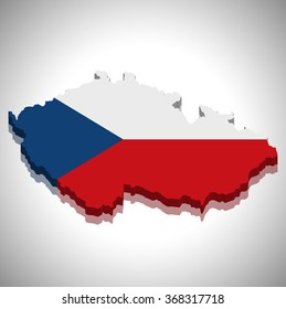Czech Republic - 3D map and flag 