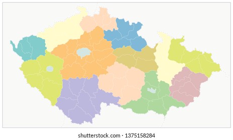 Czech Republic Administrative Map. No text - Detailed map of Czech Republic vector illustration - All elements are separated in editable layers clearly labeled.