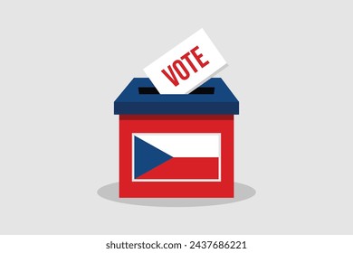 Czech Republic Ballot Box Flat and minimalist vector illustration concept. Vote Conceptual Art. Elections.