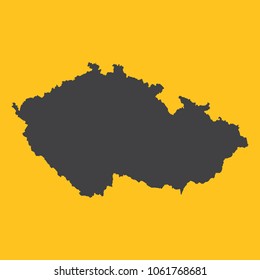 Czech Republic black map,border on orange background. Vector illustration.