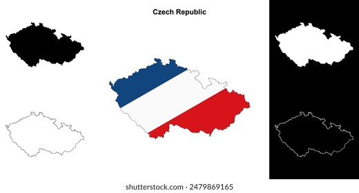 Conjunto de mapas esquemáticos en blanco de República Checa