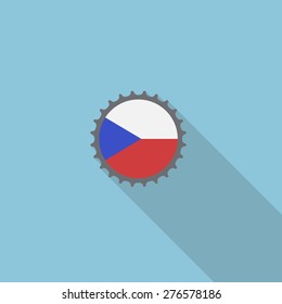 Czech Republic bottle cap flat icon with long shadow. Vector illustration EPS10
