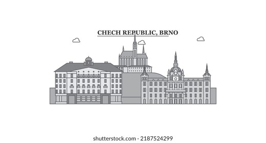 Czech Republic, Brno city skyline isolated vector illustration, icons