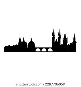 Czech Republic, capital Prague, Europe, silhouette.