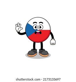 ilustración de dibujos animados de la república checa haciendo stop hand , diseño de personajes