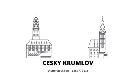 Czech Republic, Cesky Krumlov line travel skyline set. Czech Republic, Cesky Krumlov outline city vector illustration, symbol, travel sights, landmarks.