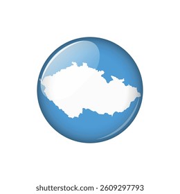 Czech Republic Circle Button Europe Country Map Vector Template