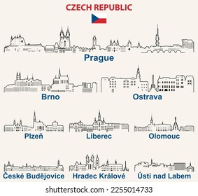 Ciudades de la República Checa esbozan el conjunto de vectores de líneas horizontales