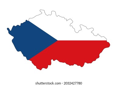 Czech Republic Color flag map. Vector illustration of national symbol. Graphic design of patriotic element
