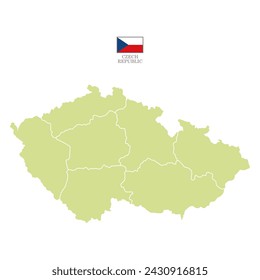 czech republic color map background with states. map isolated on white background with flag. Vector illustration map europe moss green pastel