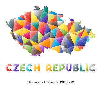 República Checa - colorida forma de campo de poli bajo. Triángulos geométricos multicolor. Diseño moderno y de moda. Ilustración vectorial.