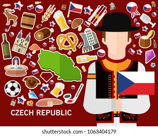 Czech Republic concept background .Flat icons