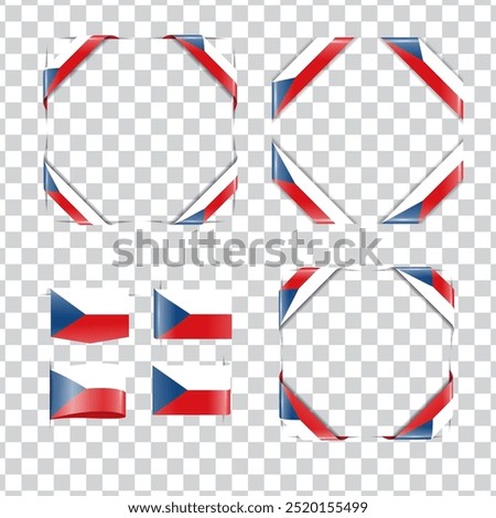  Czech Republic corner national flag with shadow