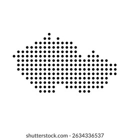 Czech Republic country dotted map. Black spot pixel illustration isolated on white background. Vector circle mosaic.