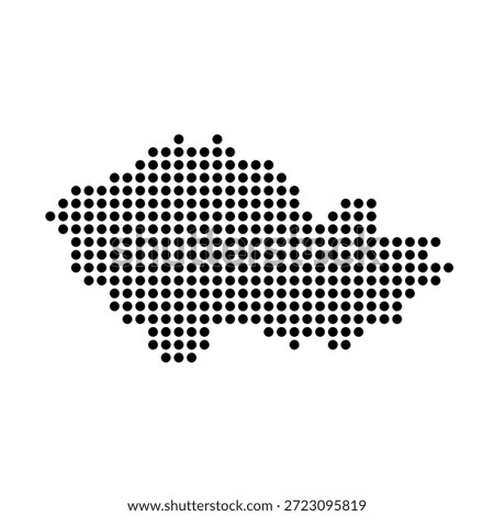 Czech Republic country dotted map. Black spot pixel illustration isolated on white background. Vector circle mosaic.