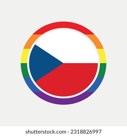 Czech Republic country flag circle - lgbt flag graphic element Illustration template design
