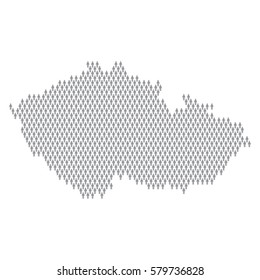 Czech Republic country map made up of people icons. Population concept