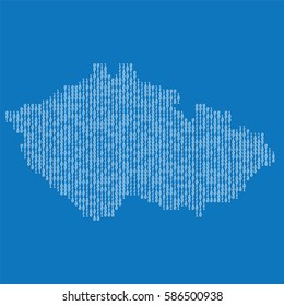 Czech Republic country map made from binary code numbers. 
