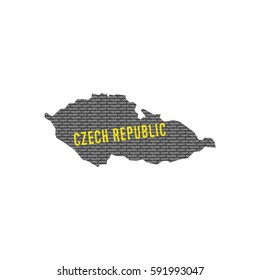 Czech republic country map made up of vector czech republic text