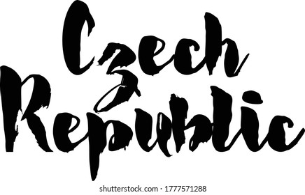 Czech Republic Country Name Handwritten Typography Black Color Text 
on White Background