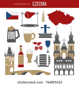 Czech Republic culture symbol set.