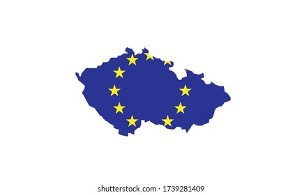 Czech Republic / Czechia map outline European Union symbol country shape