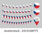 Czech Republic decorative symbols, set of vector design elements, czech flag, love Czechia