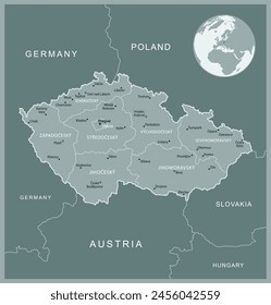 Czech Republic - detailed map with administrative divisions country. Vector illustration