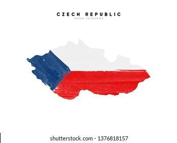 Czech republic detailed map with flag of country. Painted in watercolor paint colors in the national flag.