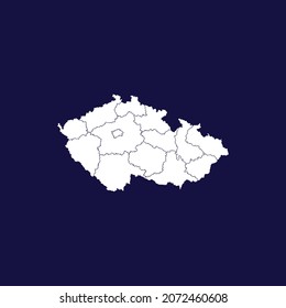 república checa detalla mapa blanco aislado en fondo azul oscuro 