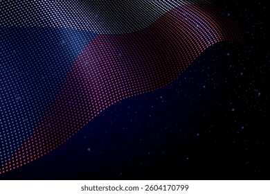 Czech Republic digital flag made of dots, waving over a starry dark background