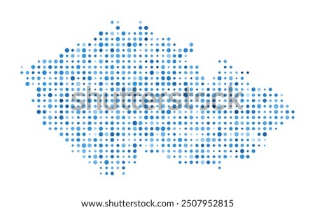 Czech Republic Dot Map. Country Digital Style Shape. Czech Republic vector image. Country shape blue circular dots. Beautiful vector illustration.