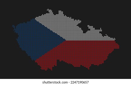 Czech Republic dotted map flag with grunge texture in mosaic dot style. Abstract pixel vector illustration of a country map with halftone effect for infographic. 