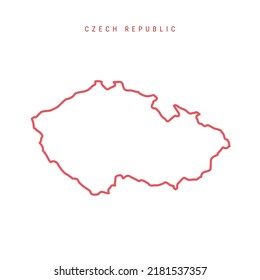 Czech Republic editable outline map. Czechia red border. Country name. Adjust line weight. Change to any color. Vector illustration.