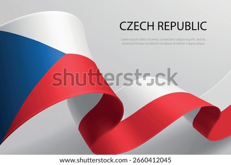 Czech Republic elegant 3D ribbon with national flag, colors waving smoothly