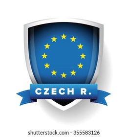 Czech republic - EU member flag vector shield