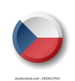 Bandera de la República Checa - botón de círculo 3D con sombra caída. Icono del vector.
