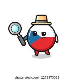 czech republic flag badge detective character is analyzing a case , cute style design for t shirt, sticker, logo element