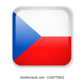 Czech Republic flag. Bright Square Icon. Vector Illustration