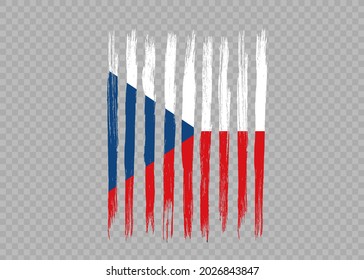 Czech Republic flag with brush paint textured isolated  on png or transparent background,Symbol of Czech Republic  ,template for banner,promote, design,vector,top gold medal winner sport country