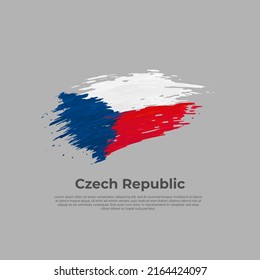 Czech Republic flag. Brush painted flag on a white background. Brush strokes. Vector design national poster, template. Place for text.  State patriotic banner of czech republic, cover. Copy space