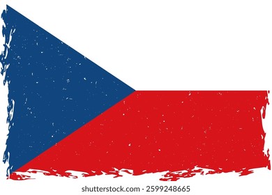 Czech Republic flag brush stroke with grunge distressed texture
