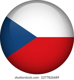 Czech Republic flag button. Emblem of Czechia. Vector flag, symbol. Colors and proportion correctly.