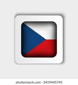 Czech Republic Flag Button Flat Design